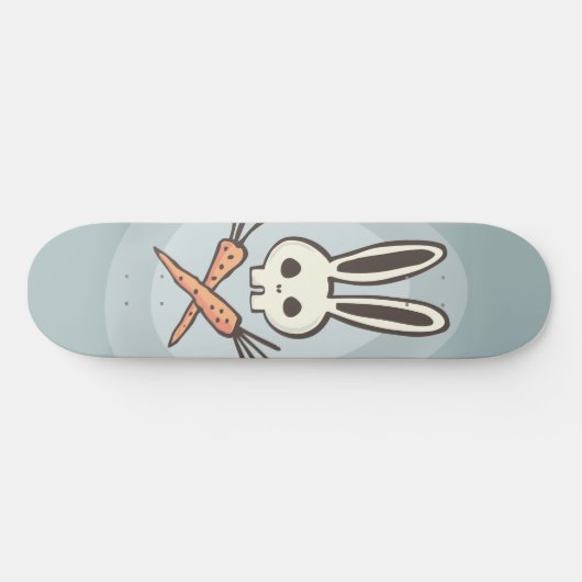 Cartoon Bunny Skull en Crossbones Skateboard (Horizontaal)