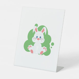 Cartoon bunny splash reclamebord met voetstuk