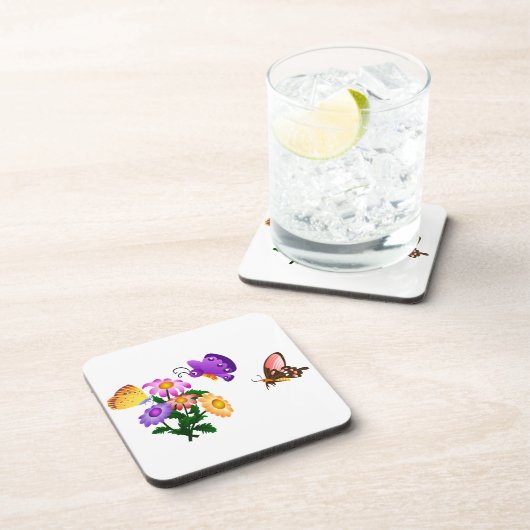 Cartoon Butterflies Drankjes Onderzetter (Rechterzijde)