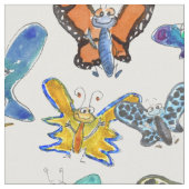 Cartoon Butterflies Fabric Stof (Close Up)