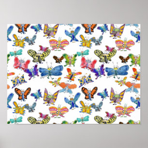 Cartoon Butterflies - tissuepapier Poster