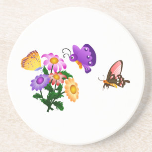 Cartoon Butterflies Zandsteen Onderzetter