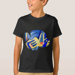 Cartoon Butterfly Blue Fish T-shirt