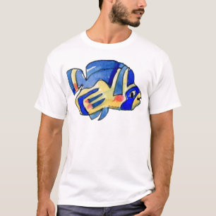 Cartoon Butterfly Blue Fish T-shirt