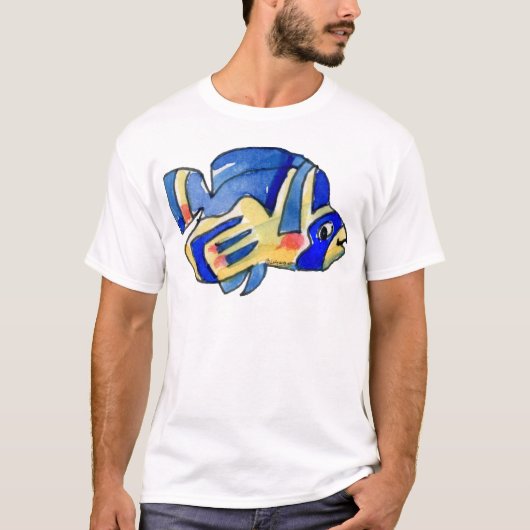 Cartoon Butterfly Blue Fish T-shirt (Voorkant)