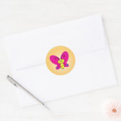 Cartoon Butterfly Funny Face Ronde Sticker (Envelop)