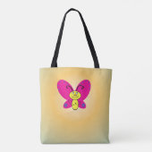 Cartoon Butterfly met naam Tote Bag (Achterkant)