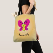 Cartoon Butterfly met naam Tote Bag (Dichtbij)