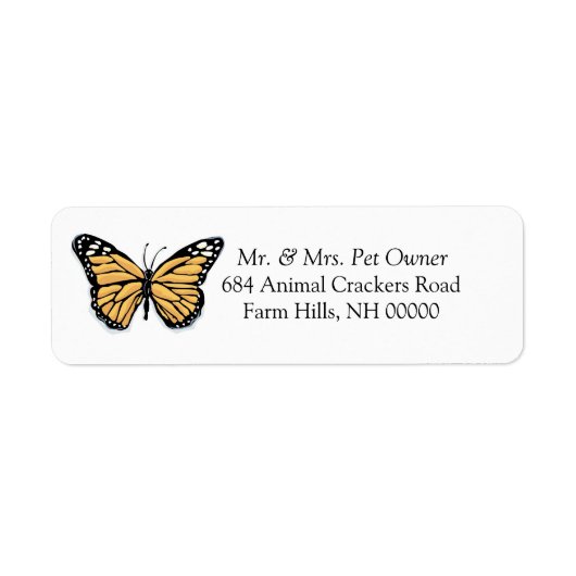 Cartoon Butterfly Return Address Labkers Etiket (Voorkant)