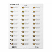 Cartoon Butterfly Return Address Labkers Etiket (Full Sheet)