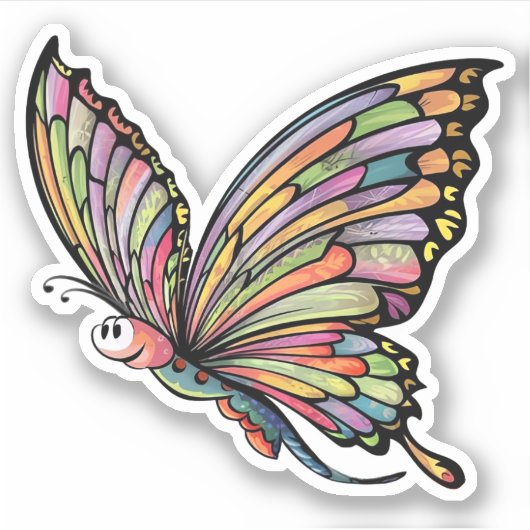 Cartoon Butterfly Sticker (Voorkant)