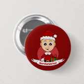 Cartoon Button met kerst (Voorkant /achterkant)