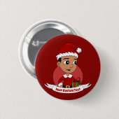 Cartoon Button met kerst (Voorkant /achterkant)