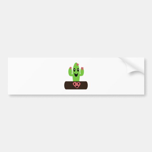 Cartoon Cactus Bumpersticker (Voorkant)