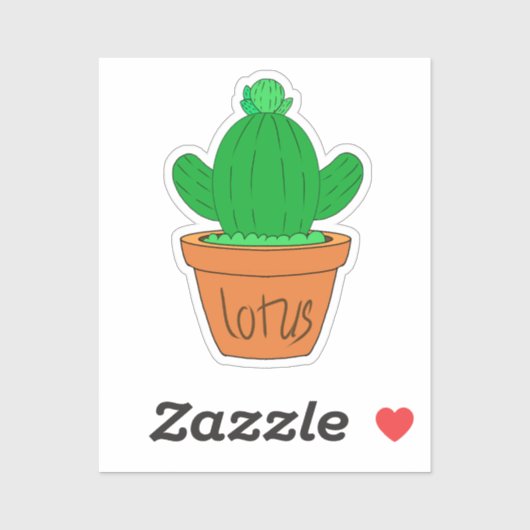 Cartoon Cactus Custom-Cut Vinyl Sticker (Vel)