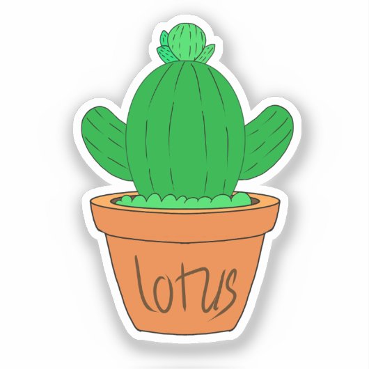 Cartoon Cactus Custom-Cut Vinyl Sticker (Voorkant)