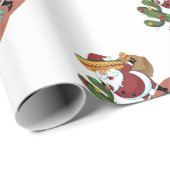 Cartoon cactus en kerstman met een sombrero cadeaupapier (Rol Hoek)