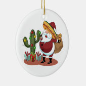 Cartoon cactus en kerstman met een sombrero keramisch ornament (Rechts)