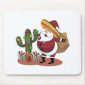 Cartoon cactus en kerstman met een sombrero muismat (Voorkant)