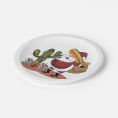 Cartoon cactus en kerstman met een sombrero papieren bordje (Gekanteld)