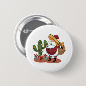 Cartoon cactus en kerstman met een sombrero ronde button 5,7 cm (Voorkant /achterkant)
