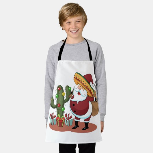 Cartoon cactus en kerstman met een sombrero schort (Gedragen)