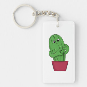 Cartoon Cactus maakt Hart Teken met Handen Sleutelhanger