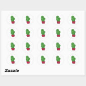 Cartoon Cactus making Heart Sign with Hands Ronde Sticker (Vel)