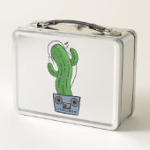 Cartoon Cactus met Koptelefoon en Boombox als Pot (Achterkant)