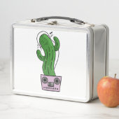 Cartoon Cactus met Koptelefoon en Boombox als Pot (In situ)