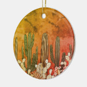 Cartoon Cactus op Sinaasappel Keramisch Ornament (Links)