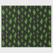 Cartoon Cactus-Planten op zwart Cadeaupapier (Vlak)