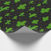 Cartoon Cactus-Planten op zwart Cadeaupapier (Hoek)