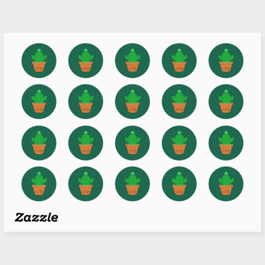 Cartoon cactus ronde sticker (Vel)