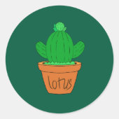 Cartoon cactus ronde sticker (Voorkant)
