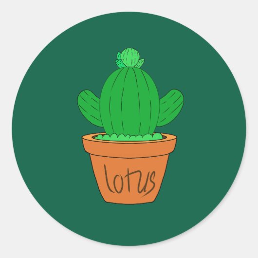 Cartoon cactus ronde sticker (Voorkant)