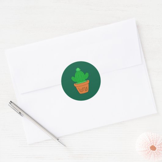 Cartoon cactus ronde sticker (Envelop)