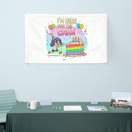 Cartoon Cake Lover-Cute verjaardagscadeau Spandoek (Beurs)