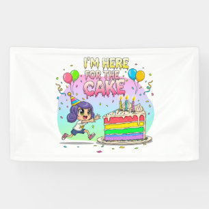 Cartoon Cake Lover-Cute verjaardagscadeau Spandoek