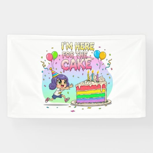 Cartoon Cake Lover-Cute verjaardagscadeau Spandoek (Horizontaal)