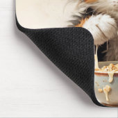 Cartoon Calico Cat Spelen Met Ontbijt Muismat (Hoek)