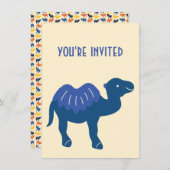 Cartoon Camel Blauw Bactrian 2 Humps Custom Kaart (Voorkant / Achterkant)