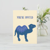 Cartoon Camel Blauw Bactrian 2 Humps Custom Kaart (Staand voorkant)