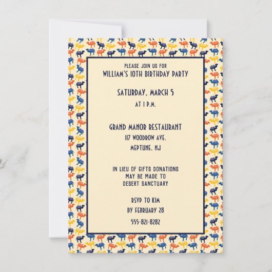 Cartoon Camel Blauw Bactrian 2 Humps Custom Kaart (Achterkant)