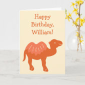 Cartoon Camel Oranje Bactrian 2 Humps Personeelsfo Kaart (Gele Bloem)