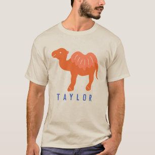 Cartoon Camel Oranje Bactrian 2 Humps Personeelsfo T-shirt