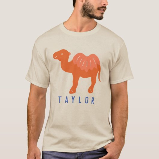 Cartoon Camel Oranje Bactrian 2 Humps Personeelsfo T-shirt (Voorkant)
