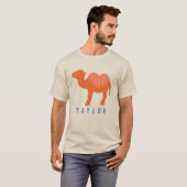 Cartoon Camel Oranje Bactrian 2 Humps Personeelsfo T-shirt (Voorkant volledig)