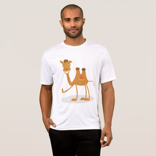 Cartoon Camel Smiling Desert Animal Character T-shirt (Voorkant volledig)