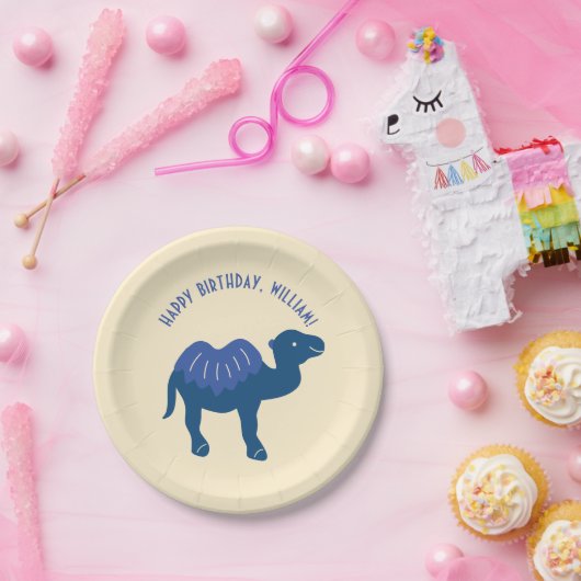 Cartoon Camel Verjaardagsfeestje gepersonaliseerd Papieren Bordje (Feest)